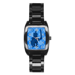 Blue Knight On Plaid Stainless Steel Barrel Watch by StuffOrSomething