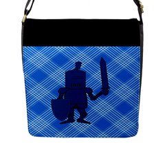 Blue Knight On Plaid Flap Closure Messenger Bag (large) by StuffOrSomething