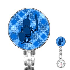 Blue Knight On Plaid Stainless Steel Nurses Watch by StuffOrSomething