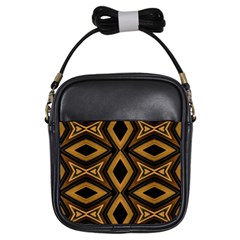 Tribal Diamonds Pattern Brown Colors Abstract Design Girl s Sling Bag