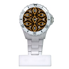 Tribal Diamonds Pattern Brown Colors Abstract Design Nurses Watch by dflcprints