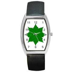 Decorative Ornament Isolated Plants Tonneau Leather Watch by dflcprints