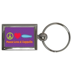 Peace Love & Zeppelin Key Chain (rectangle) by SaraThePixelPixie