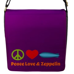 Peace Love & Zeppelin Flap Closure Messenger Bag (small) by SaraThePixelPixie