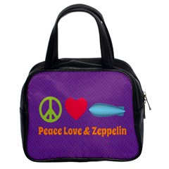 Peace Love & Zeppelin Classic Handbag (two Sides) by SaraThePixelPixie