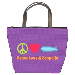 Peace Love & Zeppelin Bucket Handbag by SaraThePixelPixie