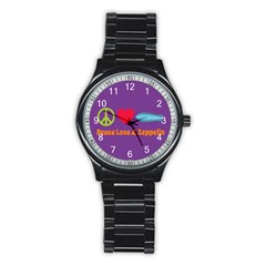 Peace Love & Zeppelin Sport Metal Watch (black) by SaraThePixelPixie