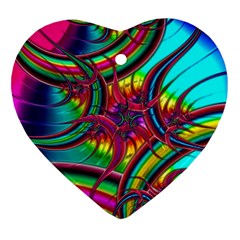 Abstract Neon Fractal Rainbows Heart Ornament by StuffOrSomething