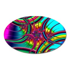 Abstract Neon Fractal Rainbows Magnet (oval) by StuffOrSomething