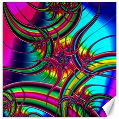 Abstract Neon Fractal Rainbows Canvas 12  X 12  (unframed) by StuffOrSomething