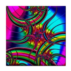 Abstract Neon Fractal Rainbows Face Towel by StuffOrSomething