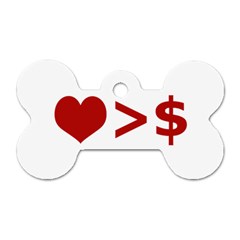 Love Is More Than Money Dog Tag Bone (one Sided) by dflcprints