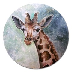 Giraffe Magnet 5  (round) by ArtByThree