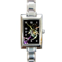 Futuristic Abstract Dance Shapes Artwork Rectangular Italian Charm Watch by dflcprints
