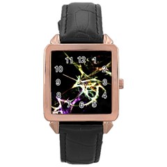 Futuristic Abstract Dance Shapes Artwork Rose Gold Leather Watch  by dflcprints