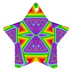 Trippy Rainbow Triangles Star Ornament by SaraThePixelPixie