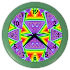 Trippy Rainbow Triangles Wall Clock (color) by SaraThePixelPixie