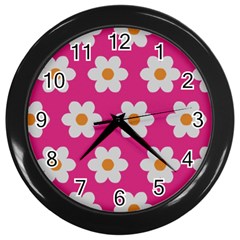 Daisies Wall Clock (black) by SkylineDesigns