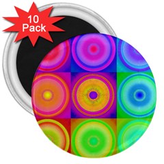 Retro Circles 3  Button Magnet (10 Pack) by SaraThePixelPixie