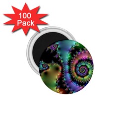 Satin Rainbow, Spiral Curves Through The Cosmos 1 75  Button Magnet (100 Pack) by DianeClancy