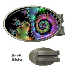 Satin Rainbow, Spiral Curves Through The Cosmos Money Clip (oval) by DianeClancy