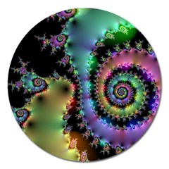 Satin Rainbow, Spiral Curves Through The Cosmos Magnet 5  (round) by DianeClancy