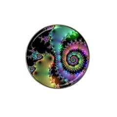Satin Rainbow, Spiral Curves Through The Cosmos Golf Ball Marker (for Hat Clip) by DianeClancy