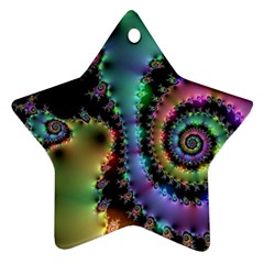 Satin Rainbow, Spiral Curves Through The Cosmos Star Ornament (two Sides)