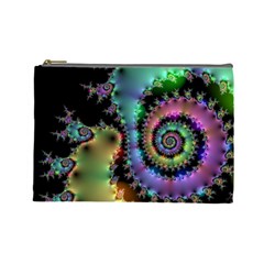 Satin Rainbow, Spiral Curves Through The Cosmos Cosmetic Bag (large) by DianeClancy