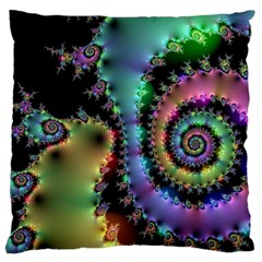 Satin Rainbow, Spiral Curves Through The Cosmos Large Cushion Case (single Sided)  by DianeClancy