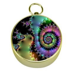 Satin Rainbow, Spiral Curves Through The Cosmos Gold Compass by DianeClancy