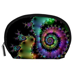 Satin Rainbow, Spiral Curves Through The Cosmos Accessory Pouch (large) by DianeClancy