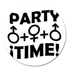 Party Time Threesome Sex Concept Typographic Design Magnet 5  (round) by dflcprints