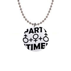 Party Time Threesome Sex Concept Typographic Design Button Necklace by dflcprints