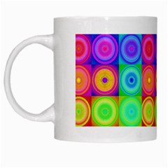 Retro Circles White Coffee Mug by SaraThePixelPixie