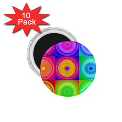 Retro Circles 1 75  Button Magnet (10 Pack) by SaraThePixelPixie