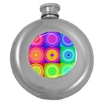 Retro Circles Hip Flask (Round) Front