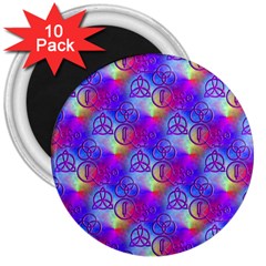 Rainbow Led Zeppelin Symbols 3  Button Magnet (10 Pack) by SaraThePixelPixie