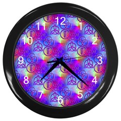 Rainbow Led Zeppelin Symbols Wall Clock (black) by SaraThePixelPixie