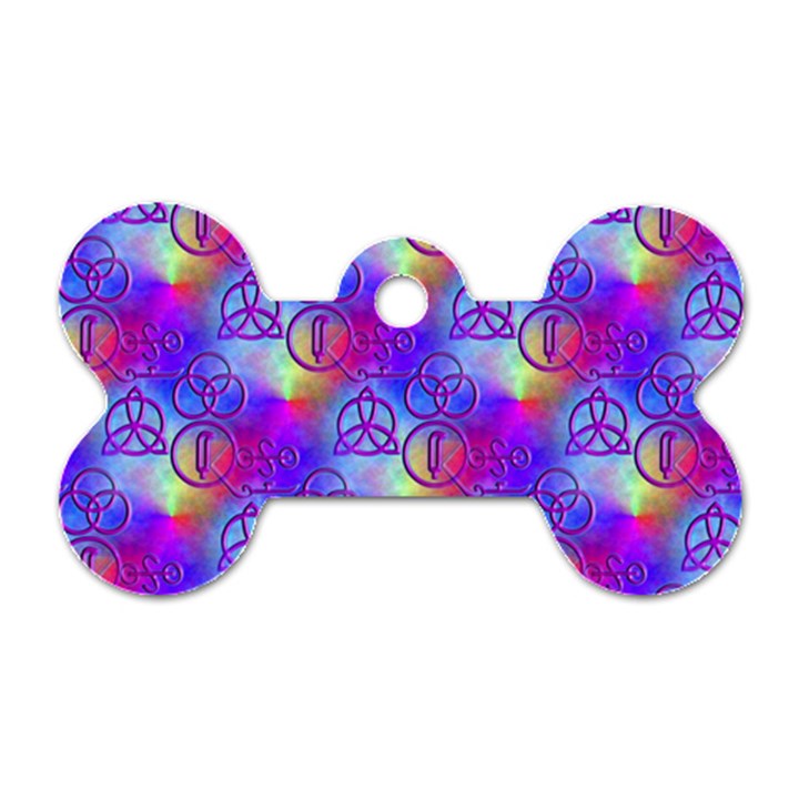 Rainbow Led Zeppelin Symbols Dog Tag Bone (Two Sides)