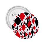 Distorted Diamonds In Black & Red 2.25  Button Front