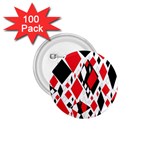 Distorted Diamonds In Black & Red 1.75  Button (100 pack) Front