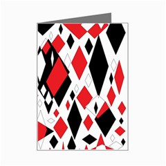 Distorted Diamonds In Black & Red Mini Greeting Card by StuffOrSomething