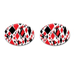 Distorted Diamonds In Black & Red Cufflinks (oval)