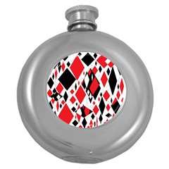 Distorted Diamonds In Black & Red Hip Flask (round) by StuffOrSomething