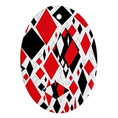 Distorted Diamonds In Black & Red Oval Ornament (two Sides) by StuffOrSomething