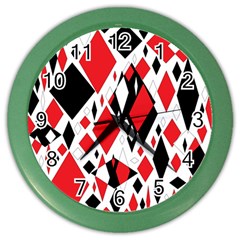 Distorted Diamonds In Black & Red Wall Clock (color) by StuffOrSomething