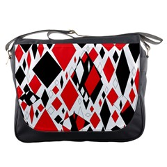 Distorted Diamonds In Black & Red Messenger Bag by StuffOrSomething