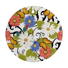 Floral Fantasy Round Ornament (two Sides)