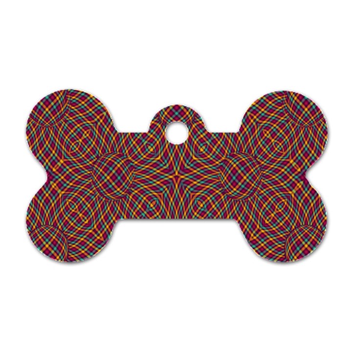 Trippy Tartan Dog Tag Bone (Two Sided)